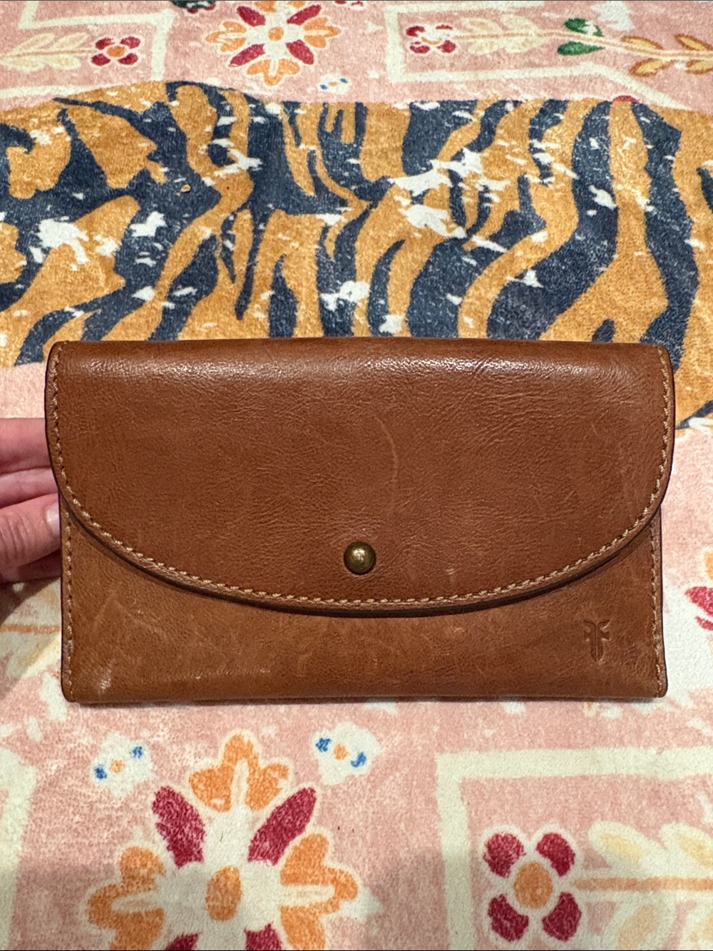 Frye Brown Leather Envelope Wallet Clutch